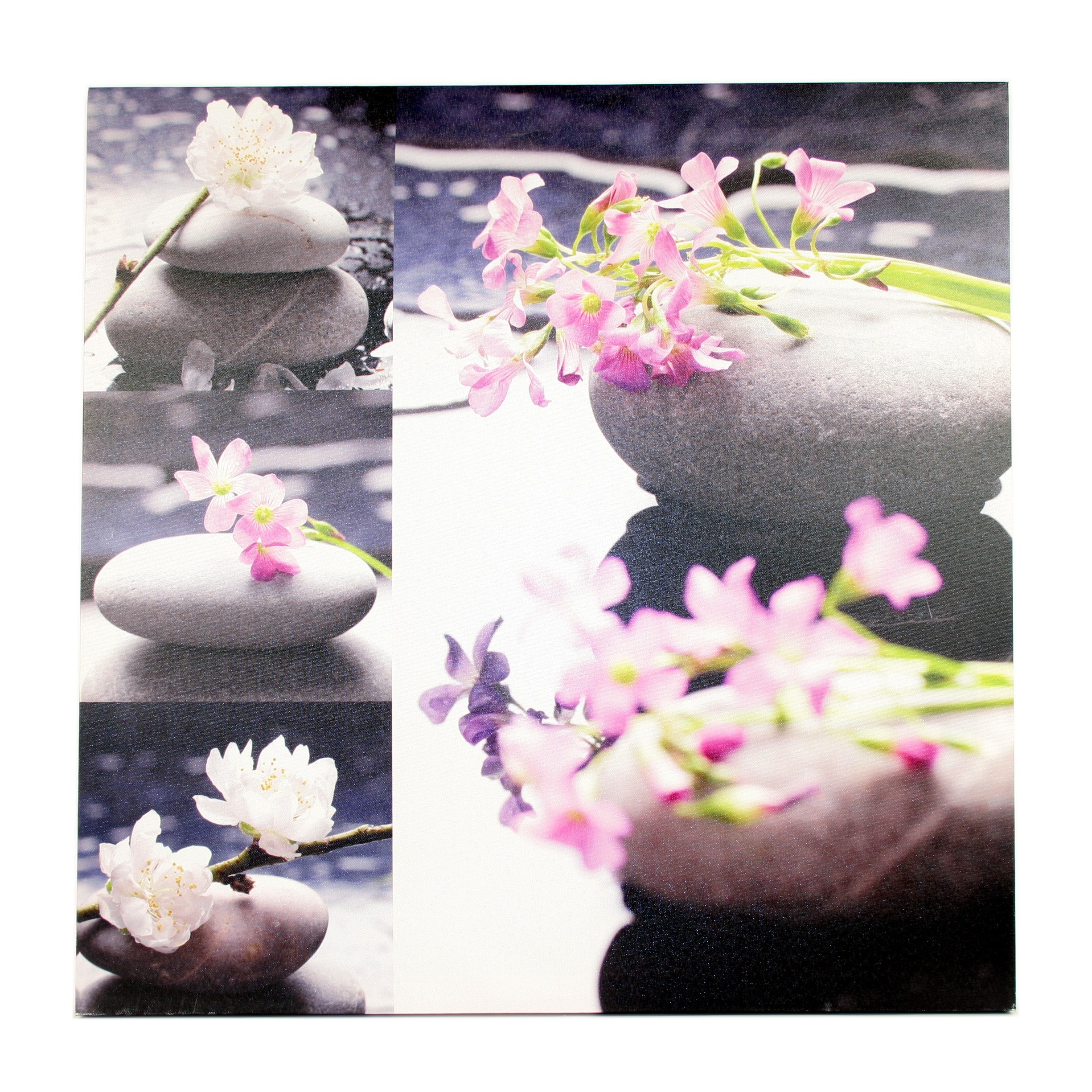 een vergoeding Kraan Stun Canvas stenen met paarse bloemen - Stijlvolle & Betaalbare Wanddecoratie |  wanddecoratiestore.be